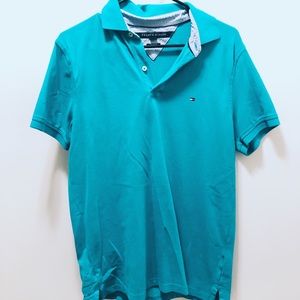 TOMMY HILFIGER turquoise medium slim fit polo